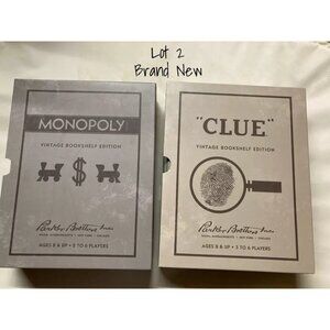 WS Game Company Vintage Bookshelf Edition Monopoly & Clue Board Games Lot 2 New